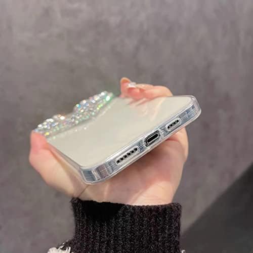Moseza Compatível com o iPhone 13 Pro Max Case, Luxury Bling Rhinestone 3D Diamond Love Caso de amor fofo Sparkle