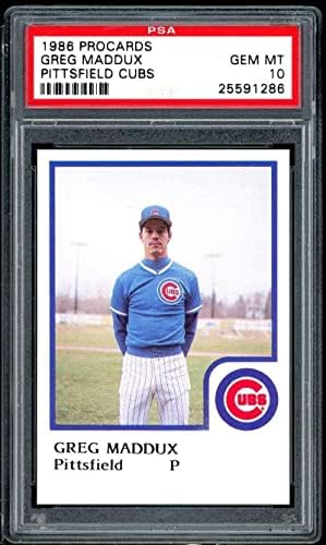 Cartão de novato da liga menor Greg Maddux 1986 Procards Pittsfield Cubs #14 PSA 10 - Cartões de estreia de beisebol cortados
