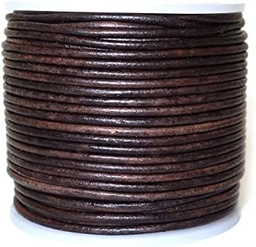 Cords Craft® | Cordamento de couro genuíno, cordão de couro redondo de 1,5 mm para jóias fazendo pulseiras de colares acessórios de cabelo de colarinho de cão hobby e artesanato de bricolage
