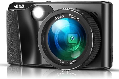 Câmera digital, câmera digital 4K para crianças câmera de vídeo com 32 GB de cartão SD 24x, zoom digital, ponto compacto