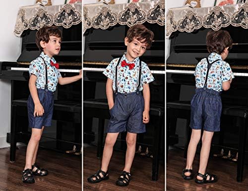 Roupa de roupas de menino de Hosukko, Onesie e jeans e gravata borboleta e suspensórios, calças infantis para meninos para vestir