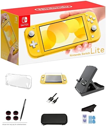 Nintendo Switch Lite-Console de jogo amarelo com armazenamento externo extra de 64 GB, tela sensível ao toque LCD, bloco de controle