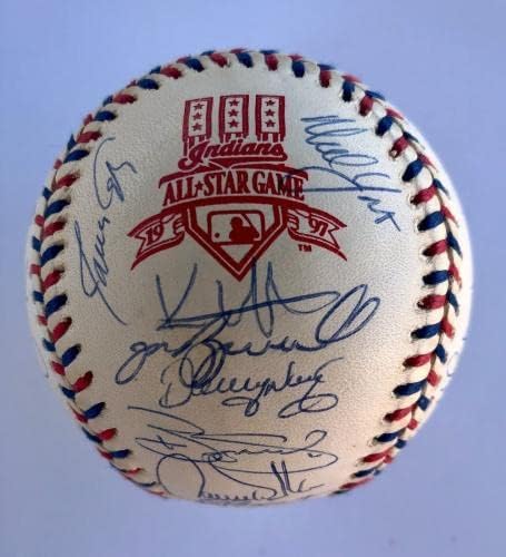 1997 N.L. All Star Team assinou Baseball-38 SIGS-11 Hall of Fames JSA Letter-Bolalls autografados