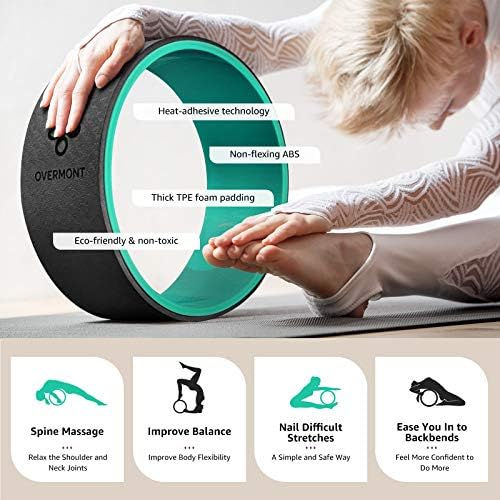 Bloco de ioga 2Pack Overmont com cinta + 3pc Pacote de conjunto de rodas de ioga
