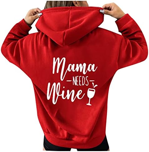 Mamãe precisa de capuz de impressão de vinho top para mulheres de volta feminino