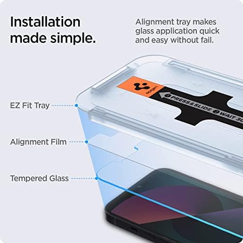 Protetor de tela de vidro temperado Spigen, projetado para iPhone 14 / iPhone 13 Pro / iPhone 13 [2 pacote]