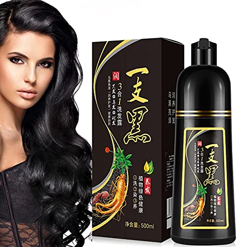 Zuicc instantâneo de cabelo para colorir shampoo - 3 em 1 shampoo de cabelo preto, xampu de tinta de cabelo preto instantâneo