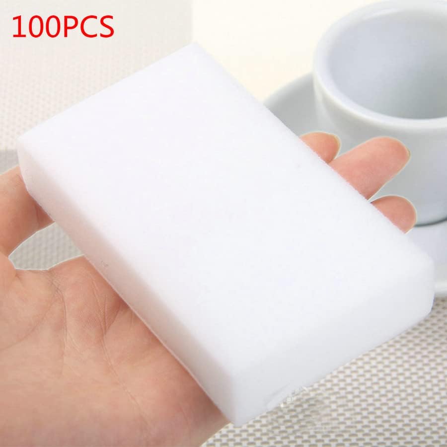 100pcs 100x60x20mm limpeza de limpeza mágica apagador de esponja limpador de espuma multifuncional prato de esponja de limpeza branca