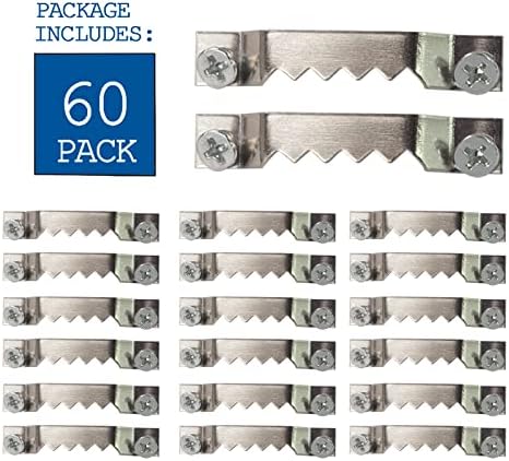 60 Pack Small Sawtooth Picture Hangers Aço cabides de dente de aço cabides de molduras com parafusos soluções de