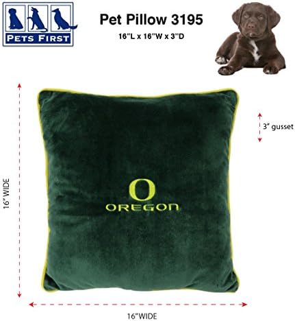 Pets First Collegiate Pet Acessórios, travesseiro de cachorro, patos Oregon, 16 x 16 x 3 polegadas