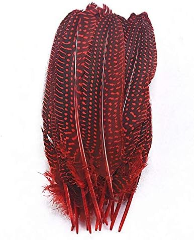 Zamihalaa 10pcs/lot wing penas de penas manchadas de piadas da guiné Plumes17-22cm Decoração DIY penas para jóias que fazem decoração de casamento pluma - Rose Red