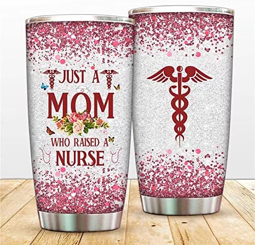 Wowfeel apenas uma mãe que criou uma enfermeira copo de viagem em aço inoxidável com tampa, caneca de café de 20 onças para