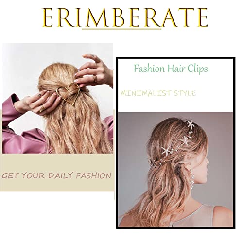 Erimberate Bohemian Crystal Wedding Hair Clip Rhinestone Hair Barrette Silver Silving Tiny Cz Duckbill Clips Vintage Headwear