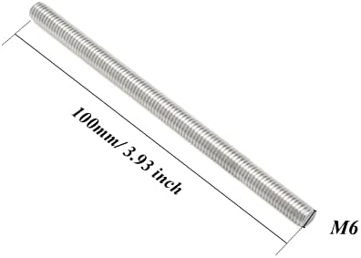 Augiimor 10pcs M6 x 100mm haste totalmente rosqueada, parafuso roscado de aço inoxidável, comprimento de 100 mm