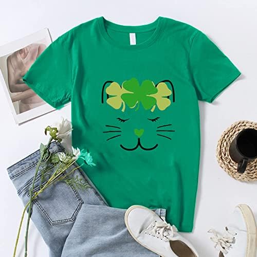 Yubnlvae St Patrick, camiseta feminina tie tye corante feia o pescoço de férias de tamanho grande abençoado roupas abençoadas