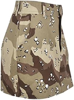Mini saias de cintura alta feminina Mini saias camuflagem Botão dividida Salia corporcão com bolsos Moda