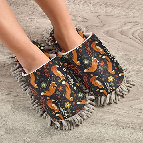 Chinelos de raposa fofos de swadaza para mulher, conforto lavabador lavável chinelos chenille house chinelos de limpeza de sapatos de limpeza de limpeza para limpeza para limpeza de piso