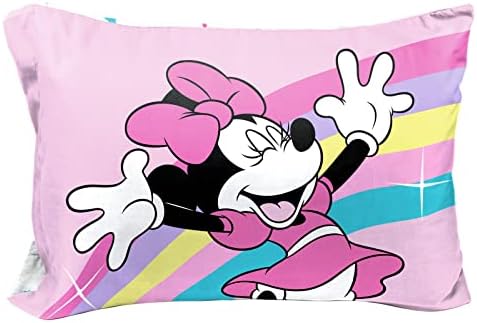 Jay Franco Disney Minnie Mouse Rainbow Stripe 1 Passagem reversível única - Crianças de casal de casal de casal super macio