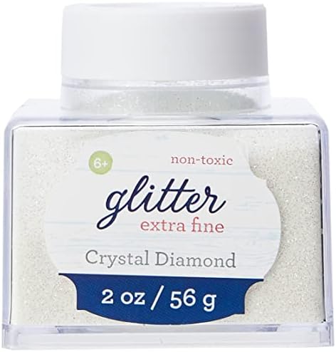 Sulyn Extra Fine Crystal Diamond Glitter Glitter Jar, 2 onças, jarro não tóxico, empilhável e reutilizável, aberturas de slots múltiplas para facilitar a distribuição e redução de bagunça, pacote sul50860,1, branco