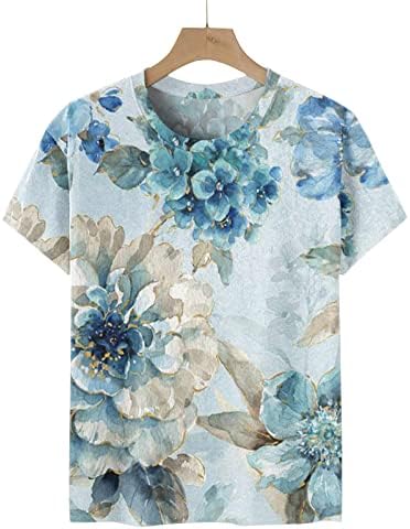 Tops de brunch para meninas adolescentes de manga curta pescoço peony floral gráfico relaxado tops tshirts juniores