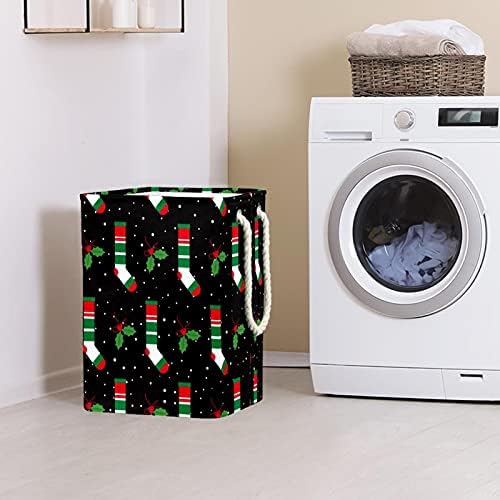 Inomer Natal inverno preto preto grande lavanderia cesto de roupas prejudiciais à prova d'água cesta de roupas para roupas