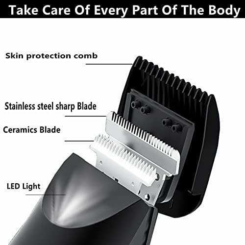 Fengchuns Body Hair Trimmer, aparador elétrico de virilha para homens, aparador de barbeador com indicador de LED, aparador de cabelo pubiano masculino, água impermeável/seco mulheres, corporador de segurança de cabelos, cuidados