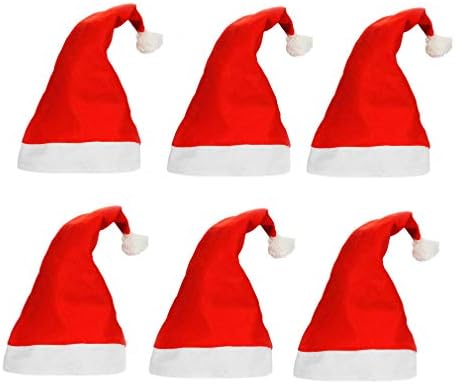 Dzrige 6 pacote chapéus de natal vermelho pelúcia chapéu de Natal chapéus de férias de natal para adultos férias unissex