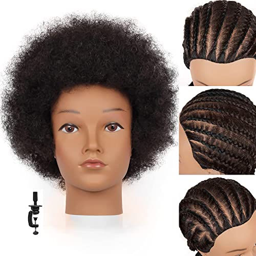 Jiayi afro africano fêmea head chead humano 8 - 10 polegadas Kinky Curly 4C Manikin Treinando boneca de boneca