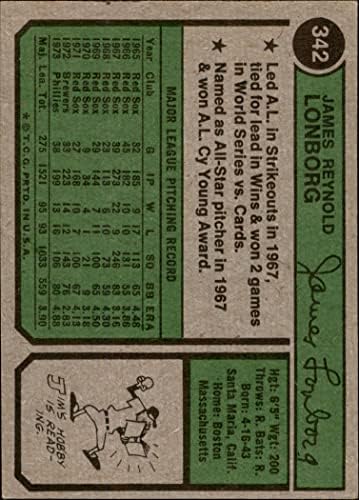 1974 Topps 342 Jim Lonborg Philadelphia Phillies Ex/Mt Phillies
