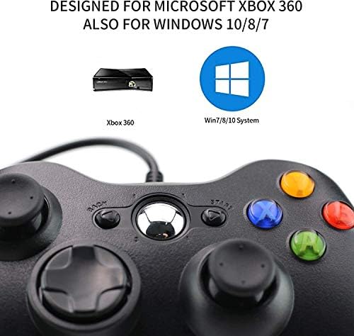 Controlador Eason Xbox 360, Xbox Controlador USB Wired PC Joystick Gamepad para Xbox 360, controlador de design ergonômico aprimorado para Xbox 360 Slim PC com Windows Vista/7/8/8.1/10