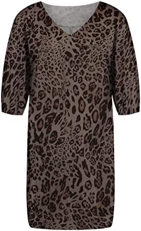 Vestido FARRARN BOHO PARA MULHERES 2022 Vestido de leopardo casual de meia manga de verão Midi Dress Stylish V Neck Logo