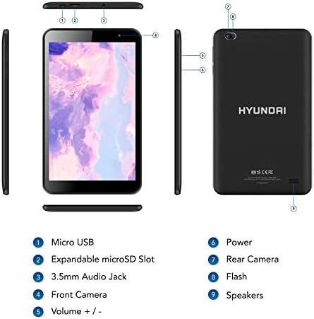 Hyundai, Kids Tablet - Display IPS de 8 HD - 2 GB/32 GB, WiFi Fast AX, Android 11 GO Quad -Core Tablet - [Protetor de tela, caneta