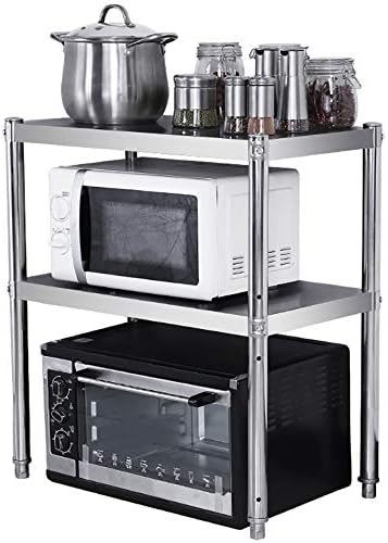 MM Backs de cozinha e prateleiras para microondas, prateleira de metal estável, até 80 kg por prateleira, prateleiras de 2 camadas, suporte de microondas espacial