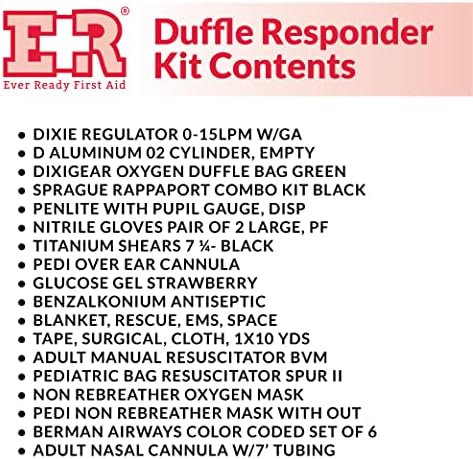 Dixie Ems O2 Kit de Responder Duffle com tanque de oxigênio e regulador