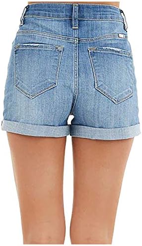 Lariau jeans shorts para mulheres com cintura alta rolou reto Solid Solid Casual Skinny Jeans calças curtas calças