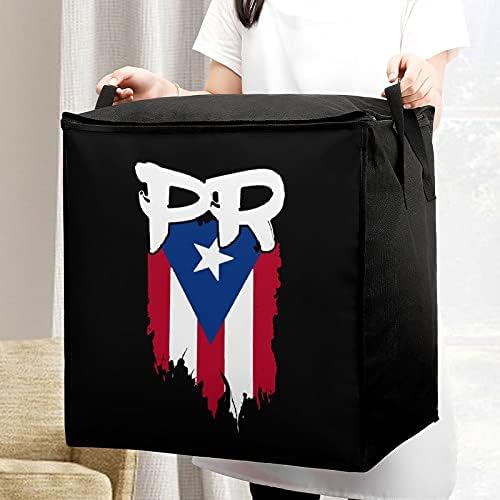 Puerto Rico Flag Pr Poteto Riquean Boricua Grande Caixa de Bolsa de Armazenamento de Quilt Zipper na parte superior para travesseiro de roupas
