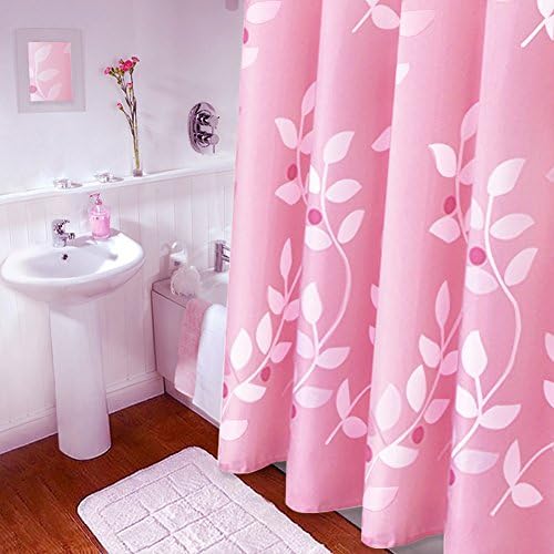 Baiht home folhas rosa decoração de tecido macio cortina de chuveiro de água repelente de água ecologicamente correta cortinas