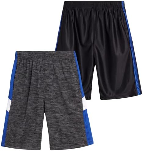 Shorts atléticos para meninos de atletas profissionais - 2 pacote de shorts de basquete ativo de desempenho com bolsos