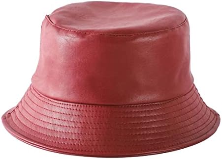 Chapéu de balde preto de couro retro da moda unissex reversível chapéu de pesca na moda para homens para homens （56-58cm）