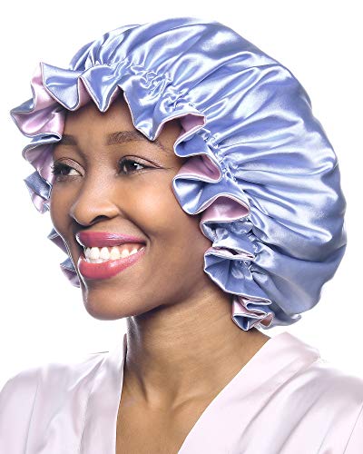 Capato de sono de capuz de cetim para mulheres negras - Capato de seda ajustável para cabelos encaracolados