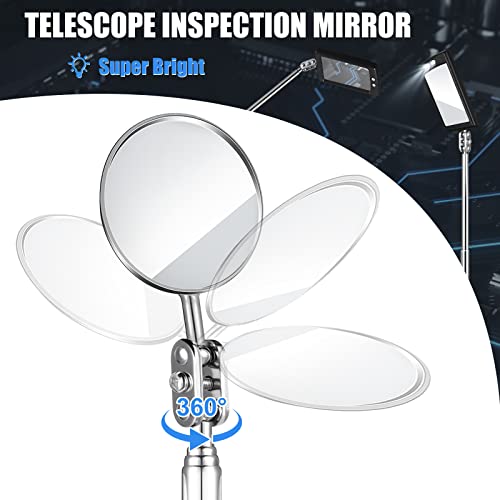 4 peças Telescópio inspeção espelho telescópio LED LED Flexible Flexible Mirror Mirror Inspeção Ferramenta para verificar