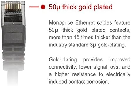 MONOPRICE 109804 FLEXBOOT CAT6 Ethernet Patch Cable - Rede de Internet Cord - RJ45, encalhado, 550MHz, UTP, fio de cobre nua puro, 24awg, 2ft, preto