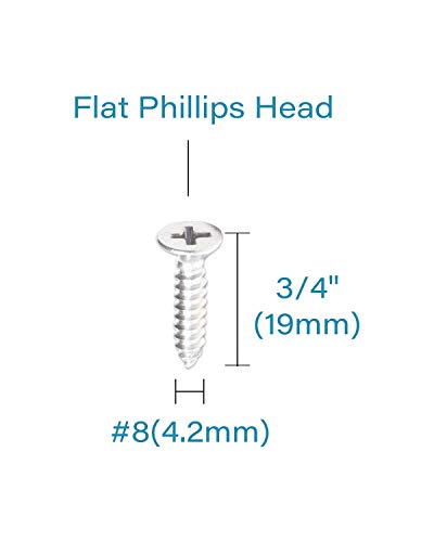 Rqueados IMSCs 100pcs 8 x 3/4 de cabeça plana de aço inoxidável Phillips parafusos de madeira 18-8 parafusos de