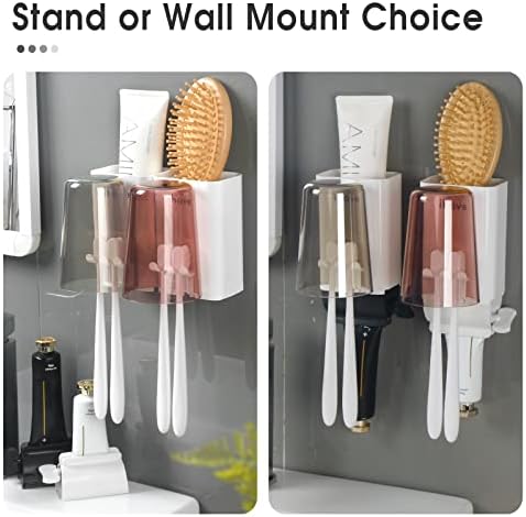Os suportes da escova de dentes para banheiros e acessórios de banheiro de pasta de dente, 6 PCs de dentes de dentes montados