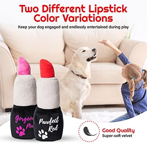 Gorgi Pets - Lipstick Dog Toy Pluxh - 2 pacote, paródia de pelúcia Pet Toy interativo, brinquedos de pelúcia fofos para