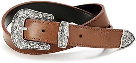 Cinturão ocidental para mulheres, cinturões de couro de 1,1 CR Cowboy para mulheres, cintos de campo para mulheres com fivela vintage para jeans