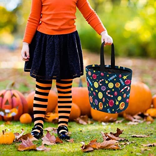 Doces e pirulitos Halloween truque ou tratar bolsas de balde de doces reutilizáveis ​​com alça para presentes de festa