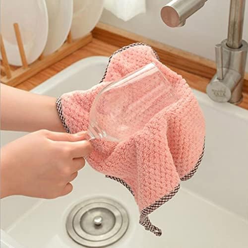 Houkai 3 pacote rosa pendurado lã de coral de coral toalha de mão de abacaxi padrão