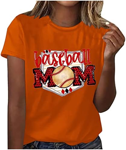 Camisas de mamãe de beisebol para feminino 2023 Tops de verão FIT CREVELHA T-SHIRT DO NUCHO DE CAMINHAS DE LETRAS FUNCIONAIS