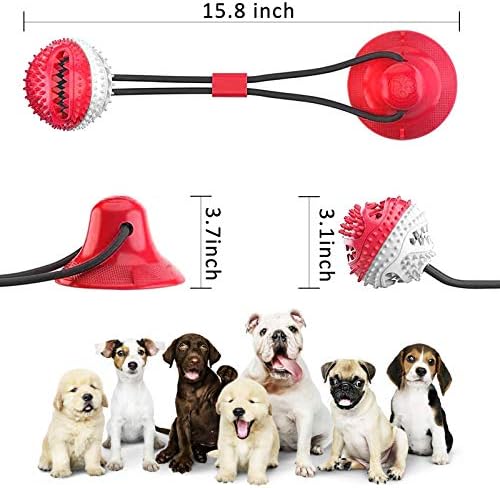 Grepol-V Brinquedos de cães para cães para mastigadores agressivos, brinquedos para mastigar cães com campainha embutida, bola de puxão de corda para brinquedos interativos multifuncionais e filhotes para limpeza de dentes, dispensação de alimentos, treinamento